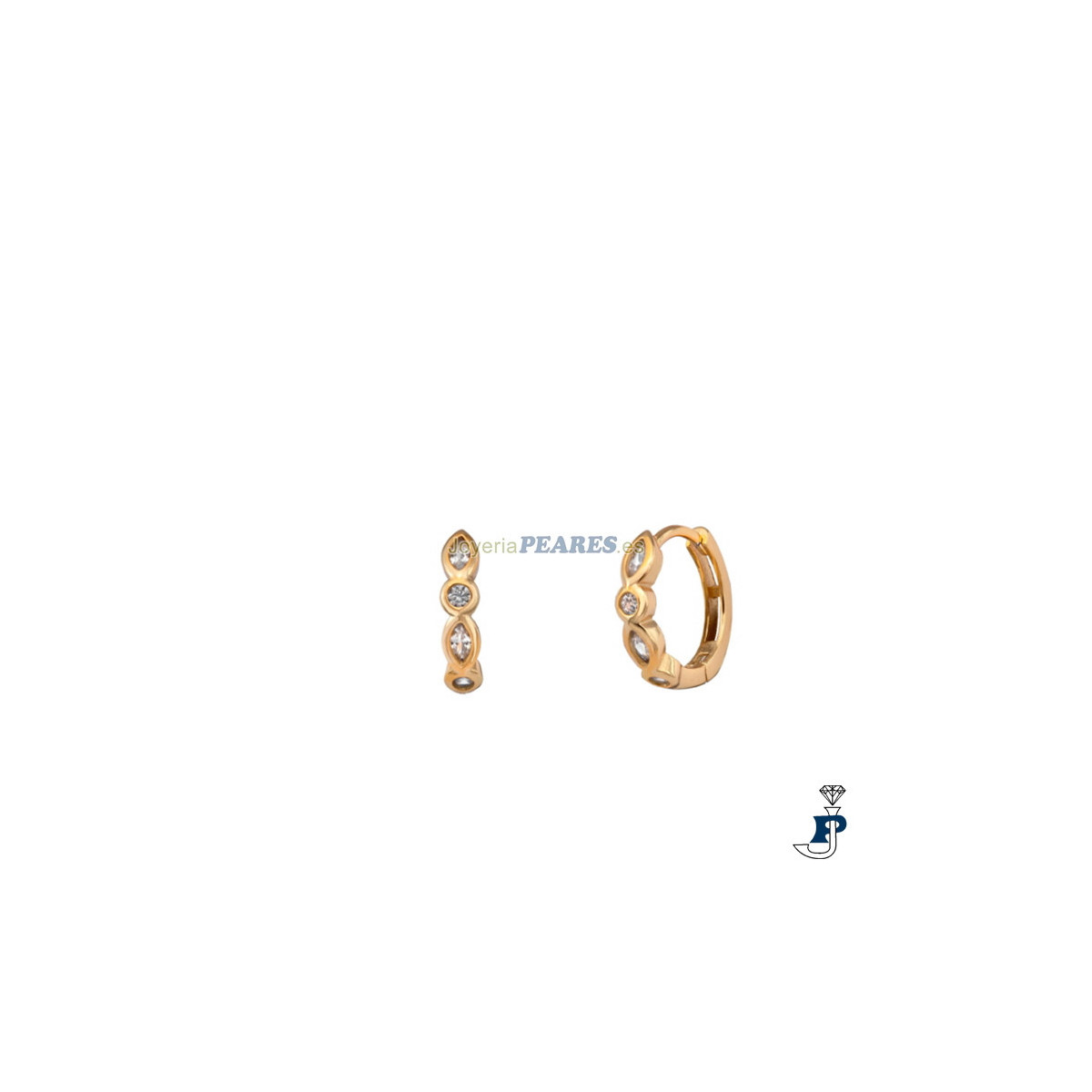 Pendientes de aro de Plata chapada en Oro. - 185.135191A