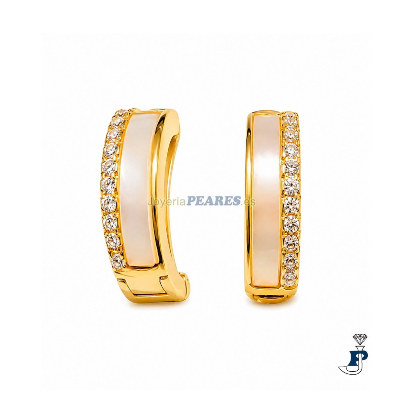 Pendientes de aro de Plata chapada en Oro. - 185.135188A