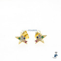Pendientes de estrellas con circonitas de colores en Plata de 1ª Ley. - 8.P11852