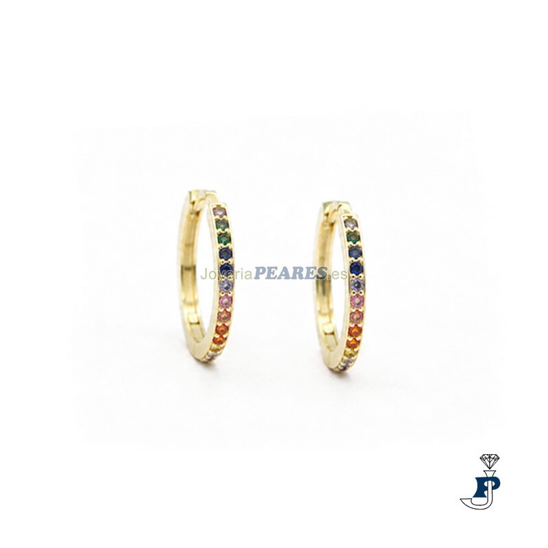 Pendientes de aro fabricados en Plata de 1 ª Ley con baño de Oro. - 8.P10307