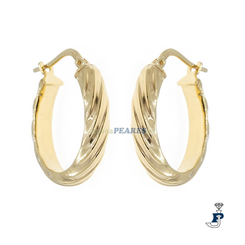 Pendientes aro Plata 1ª Ley (925 mls) chapados en Oro. - 8.P11109