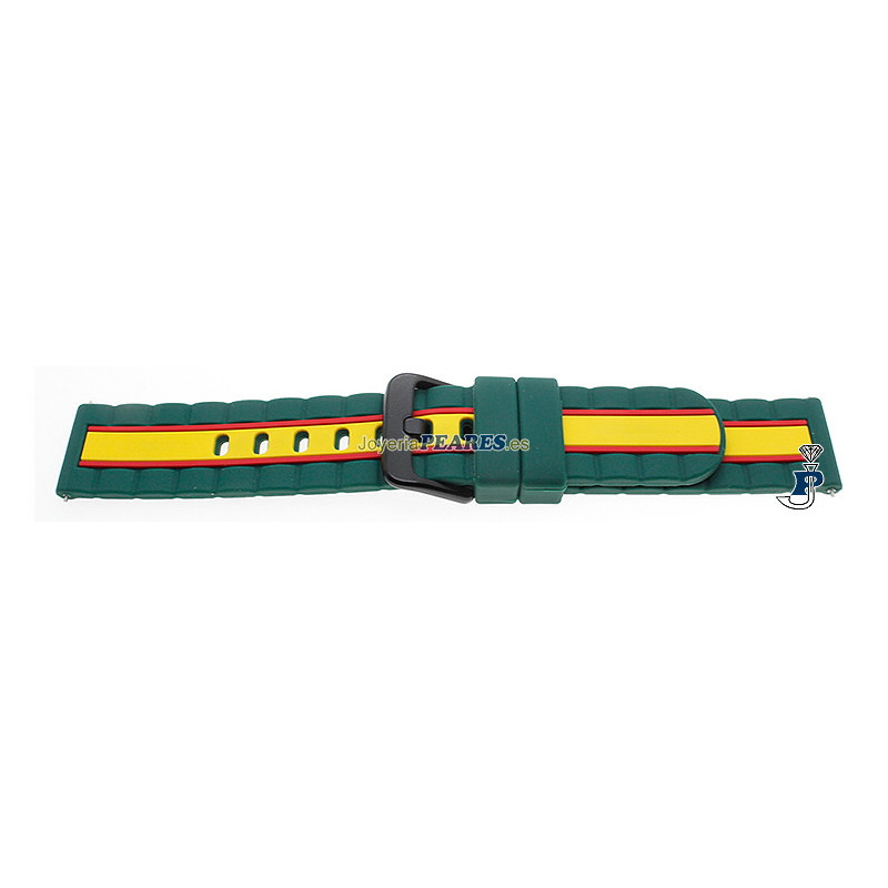 Correa de silicona verde con la bandera de España. - 701706-20