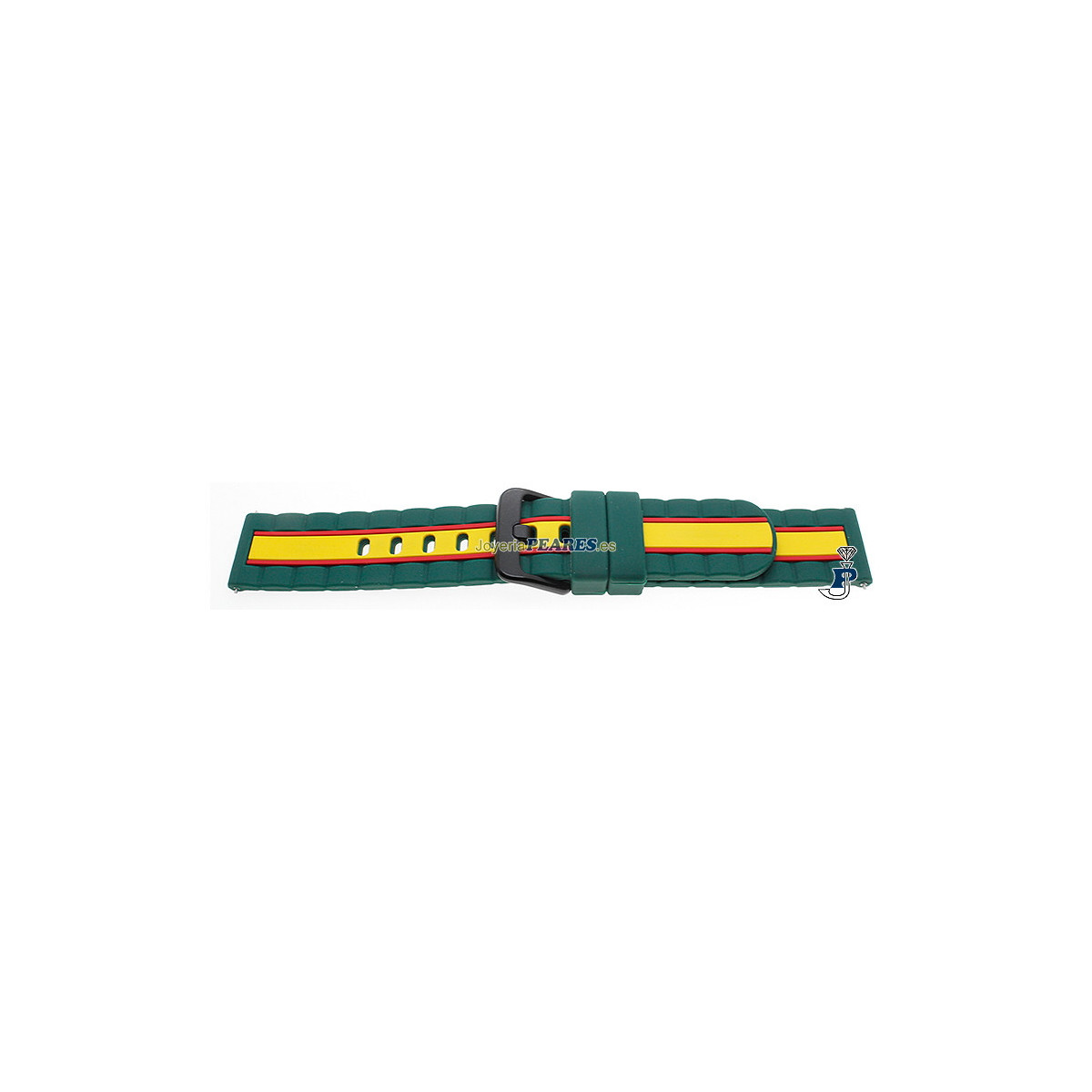 Correa de silicona verde con la bandera de España. - 701706-20