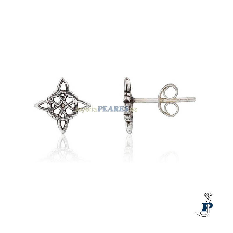 Pendientes en Plata de 1ª Ley (925mls) del nudo de bruja. - 8.P12454