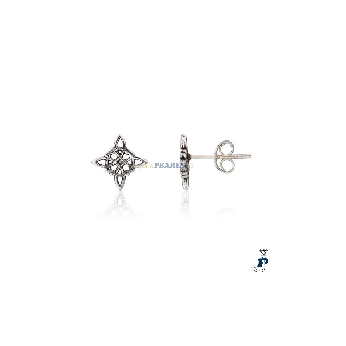 Pendientes en Plata de 1ª Ley (925mls) del nudo de bruja. - 8.P12454