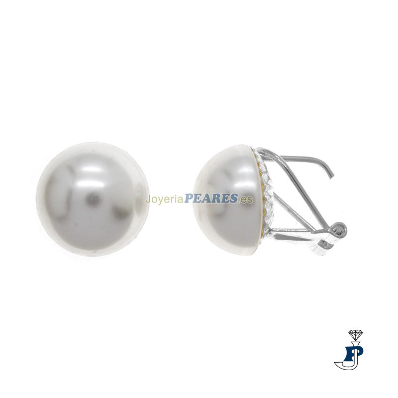 Pendientes de Plata de 1ª Ley con Perla. - 8.PO12