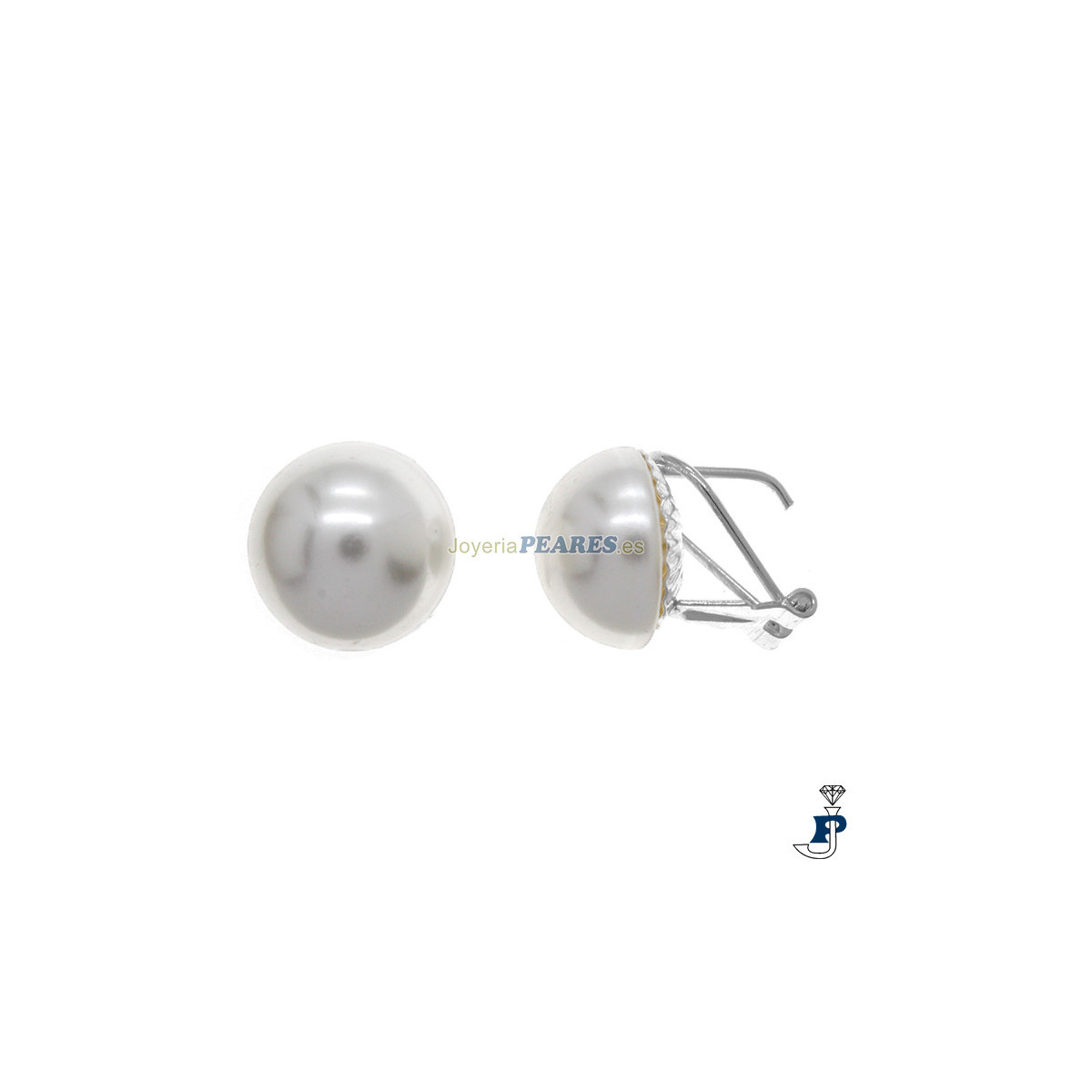 Pendientes de Plata de 1ª Ley con Perla. - 8.PO12