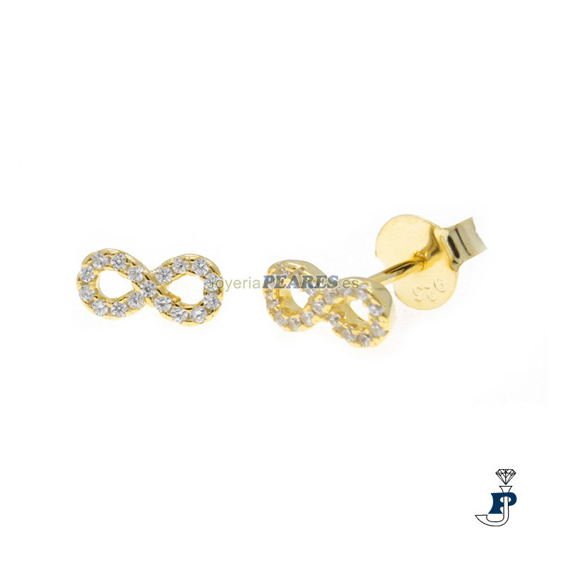 Pendientes en forma de infinito fabricados en Plata de 1ª Ley chapado en Oro. - 8.P12348