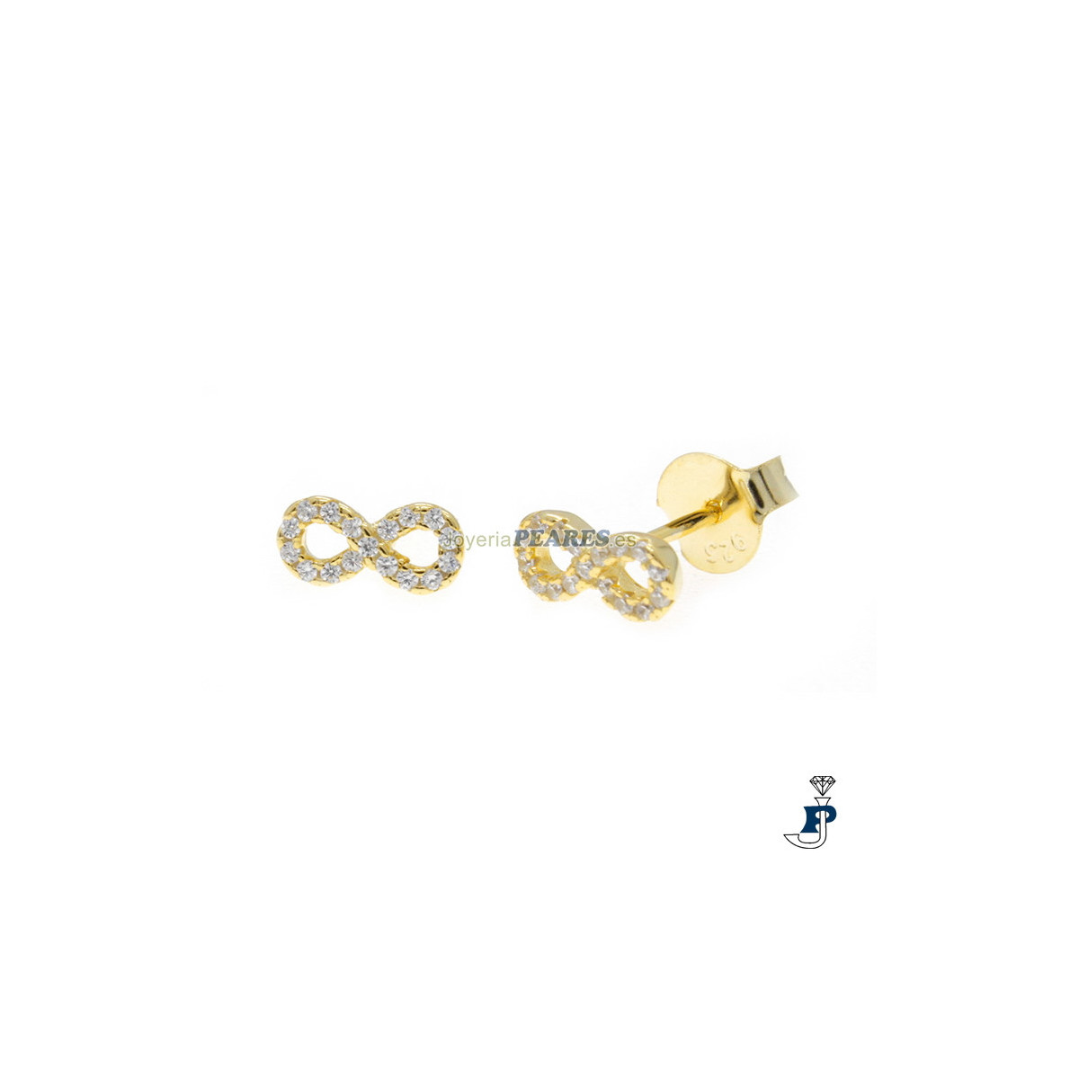 Pendientes en forma de infinito fabricados en Plata de 1ª Ley chapado en Oro. - 8.P12348