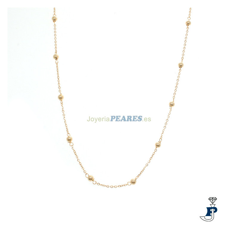 Cadena forsá con bolitas fabricada en Plata chapada en Oro - 8.FG30/50