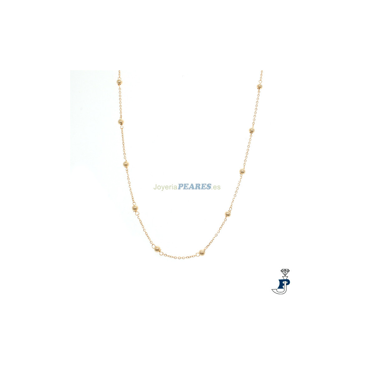 Cadena forsá con bolitas fabricada en Plata chapada en Oro - 8.FG30/50
