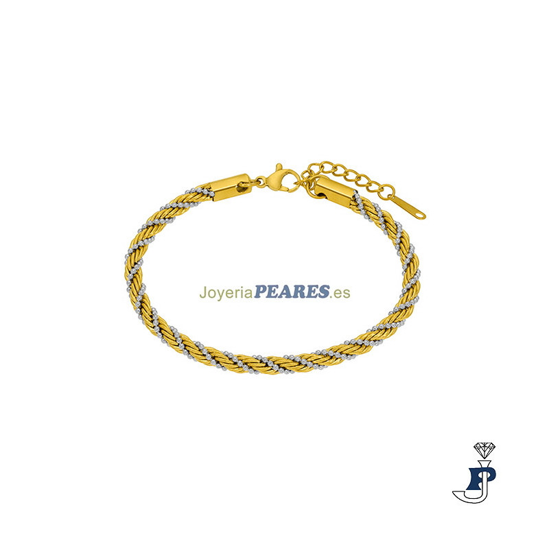 Pulsera de Cordón Salomónico fabricada en Acero. - C02003/BD