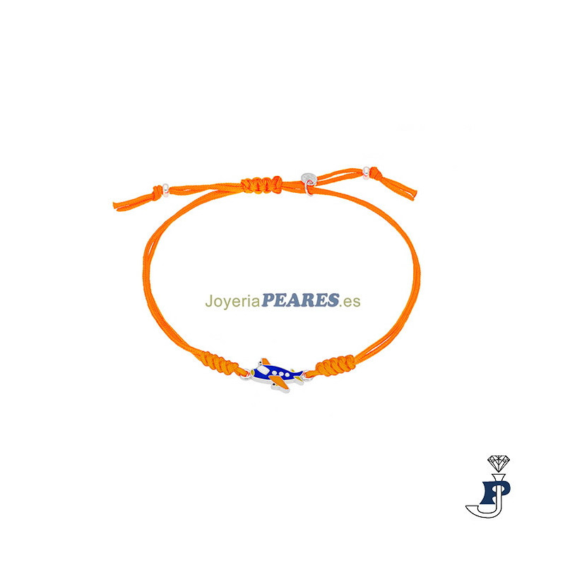 Pulsera de macrame con motivo en Plata de 1ª Ley. - D03703/AJ