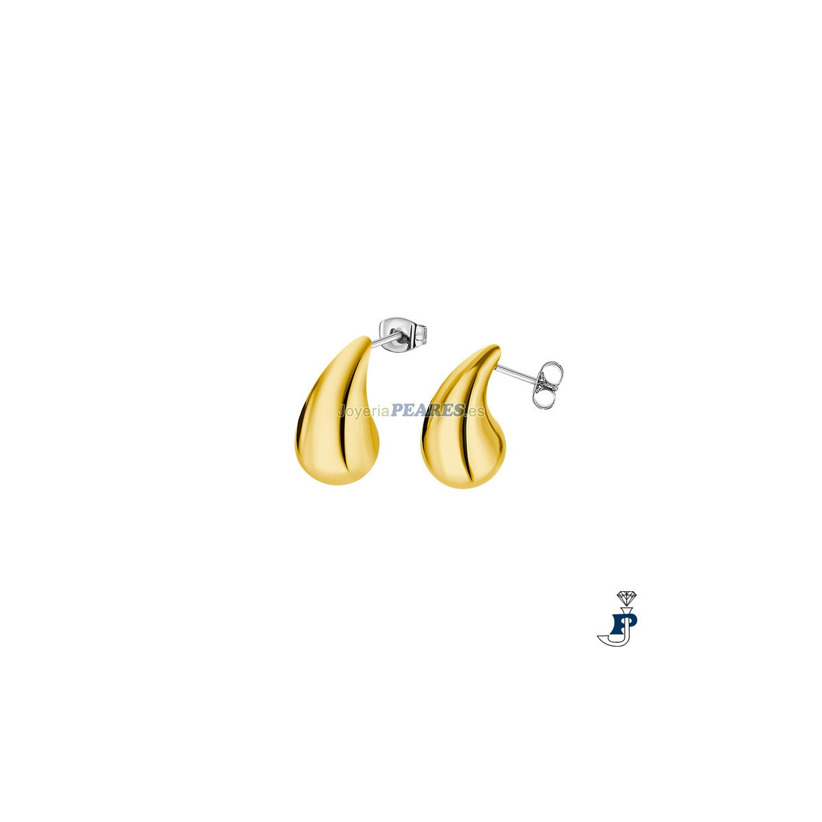 Pendientes de LOTUS fabricados en ACERO con un baño de Oro. - LS2426/4/2