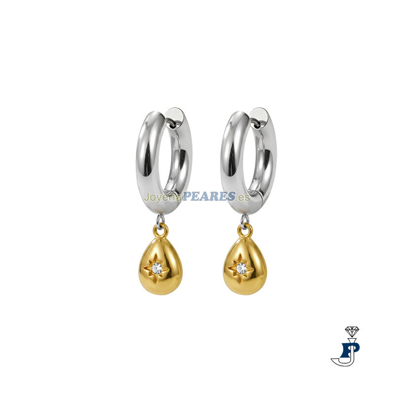 Pendientes fabricados en Acero chapada en Oro de Lotus - LS2780/4/3