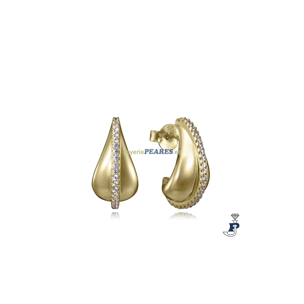 Pendientes fabricados en Plata chapada en Oro. - 2384E100-30