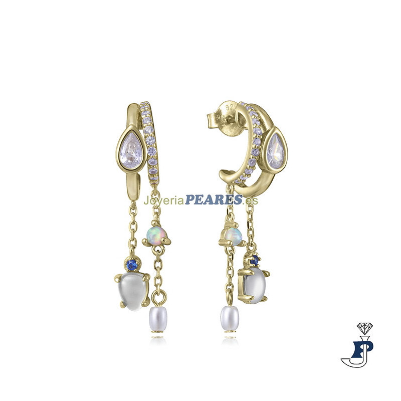 Pendientes fabricados en Plata chapada en Oro. - 2394E100-30