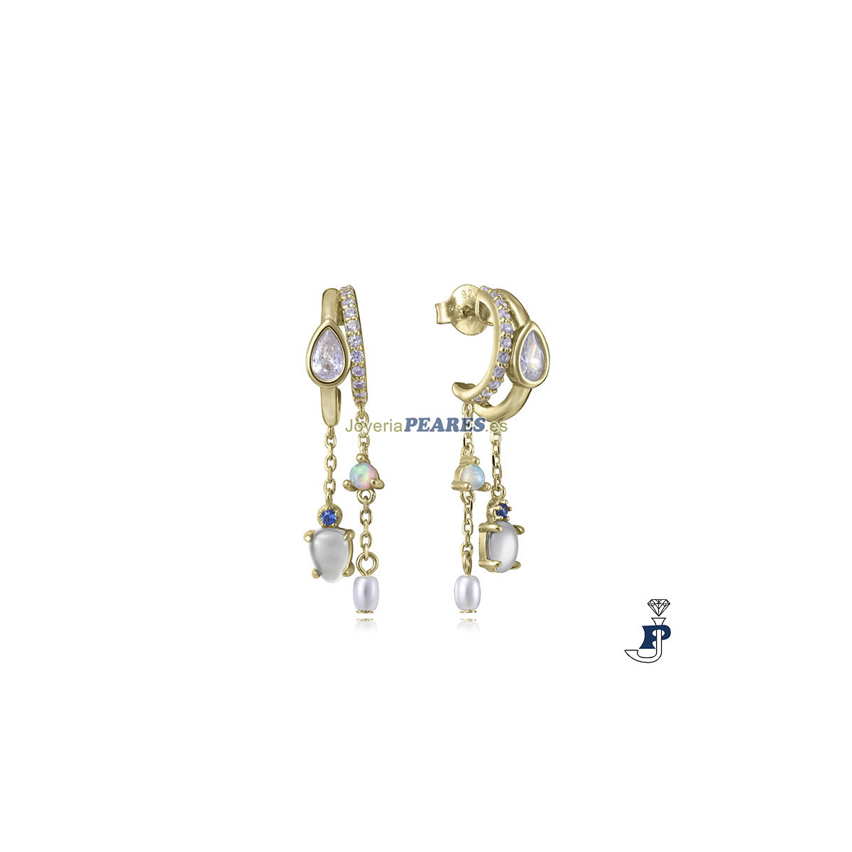 Pendientes fabricados en Plata chapada en Oro. - 2394E100-30