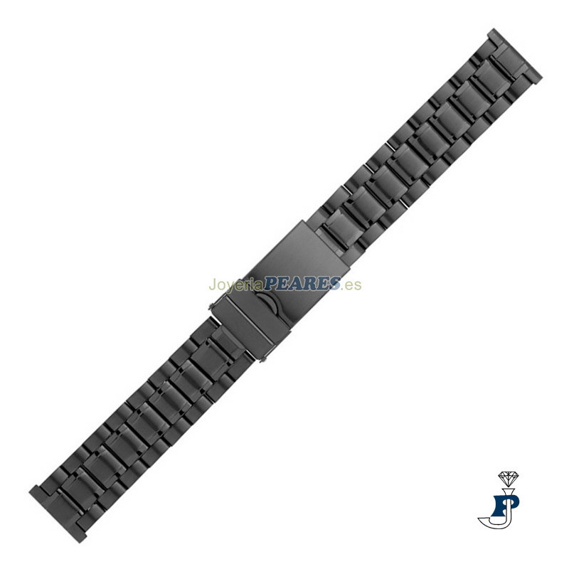 Correa para reloj de acero pavonado en negro. - 4310-22