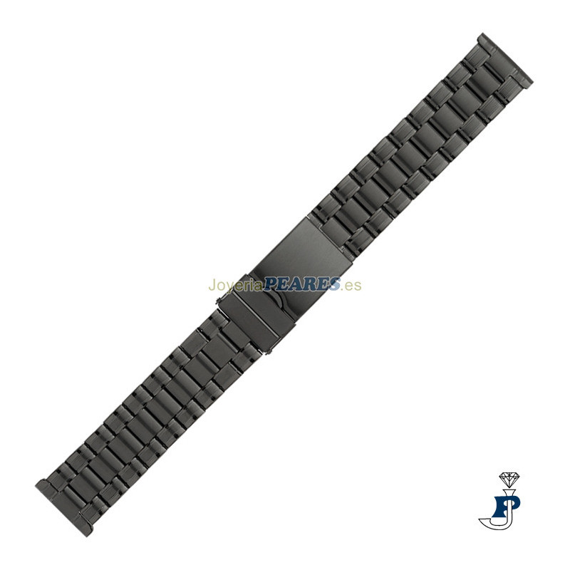 Correa para reloj de acero pavonado en negro. - 4310-26